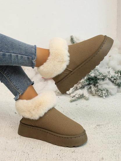 Women's thick-soled cuffed velvet snow boots