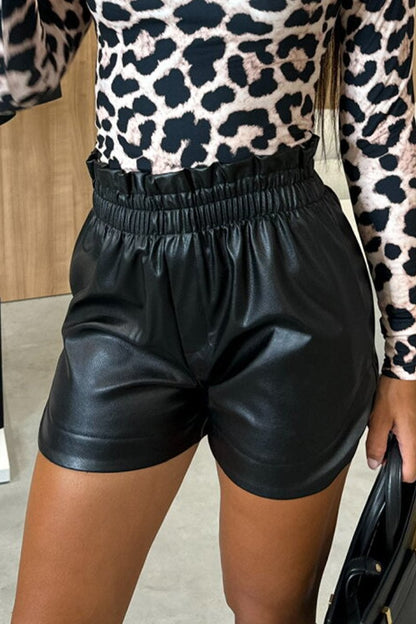 Women's Casual PU Leather Shorts