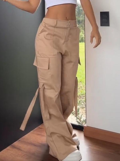 Women's solid color casual work trousers