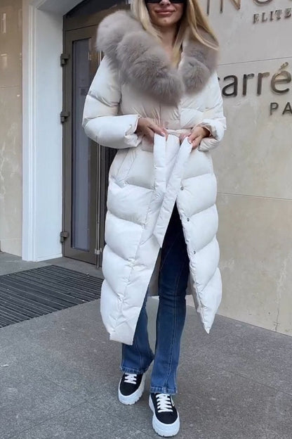 Women's Winter Hooded Long Fur Collar Cotton Coat