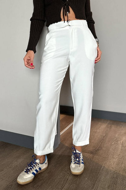 Women's Casual Solid Color Nine-point Suit Pants