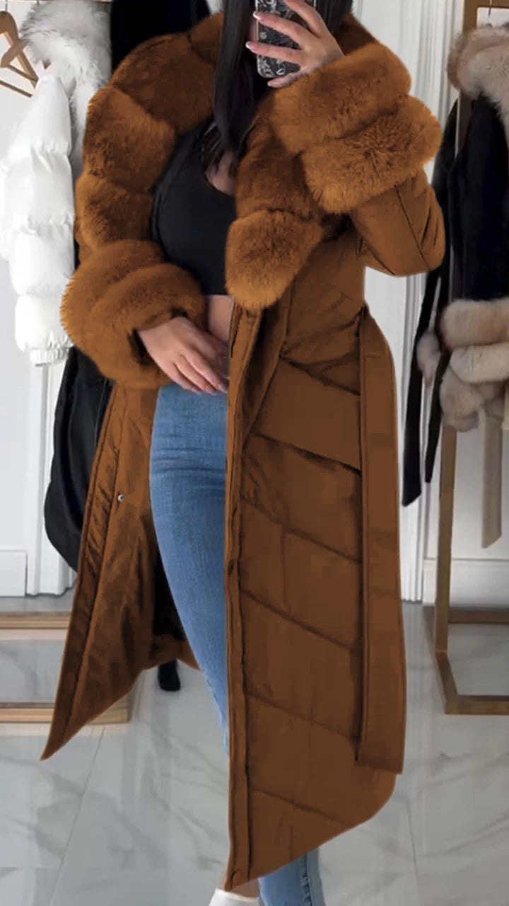 Women's Warm Winter Furry Long Warm Casual Cotton Coat