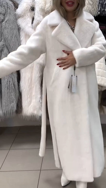 Women's Lapel Faux Fur Warm Casual Long Coat